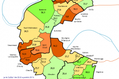 Taux de logements sociaux au 1er janvier 2015 au sens de la loi SRU
